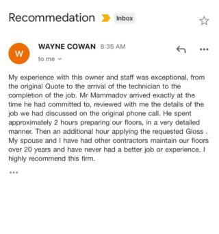 What a beautiful feedback I received from one of my clients. Thank you, Wayne